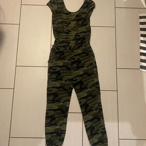 Derek Heart Green Camouflage Jumpsuit